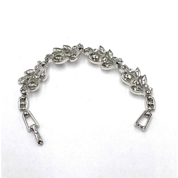 Kramer of NY Bracelet Vintage Silver Tone Faux Pearls Rhinestones 6.5” - Picture 12 of 14